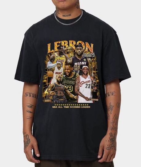 LeBron James Vintage 90s Bootleg Graphic Tshirt, LA L.akers Basketball Bootleg Rap Shirt