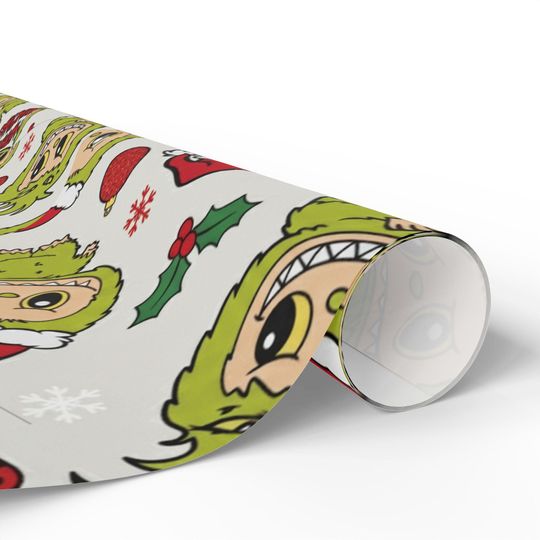 L4bubu Christmas Wrapping Papers, Holiday Gift Wrap Sheets, Festive Xmas Packaging, Cute Winter Characters, demon bunny