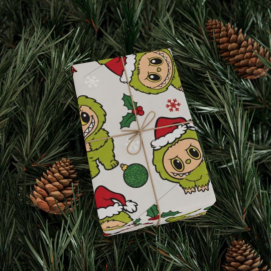 L4bubu Christmas Wrapping Papers, Holiday Gift Wrap Sheets, Festive Xmas Packaging, Cute Winter Characters, demon bunny