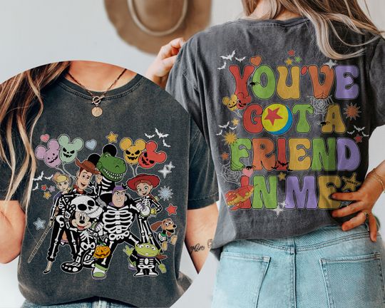 Toy Story Skeleton Double Sided T-Shirt, Disney Halloween Sided T-Shirt