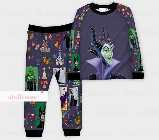 Christmas Maleficent Pajamas Set, Disney Maleficent Pajamas