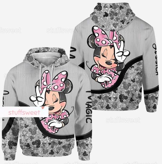 Christmas Minnie Mouse Hoodie, Custom Disney Minnie Hoodie, Cartoon Movie Hoodie