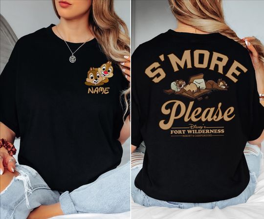 S'more Please 2 Side T-Shirt, Chip and Dale Camp T-Shirt, Custom Name Chip and Dale T-Shirt