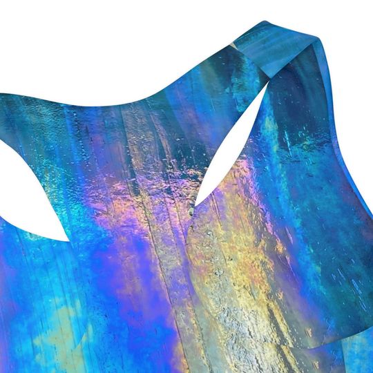 Girls Two Piece Swimsuit. Iridescent Blue.