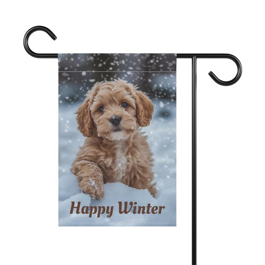 Cockapoo Winter Garden Flag, Cockapoo Christmas Garden Flag Gift, Cute Christmas Gift, Cockapoo Winter Flag, Cute Dog Gift