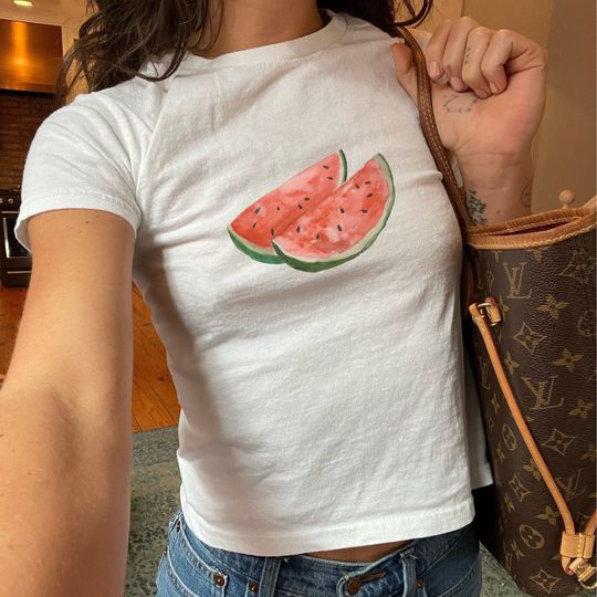 Flirty Watermelon Baby Tee, Coquette Soft Girl Era Baby Tee