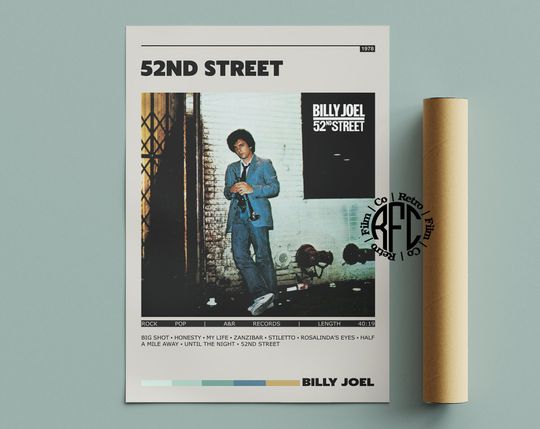 52nd Street Retro Album Poster Print | Billy Joel Retro Album Poster