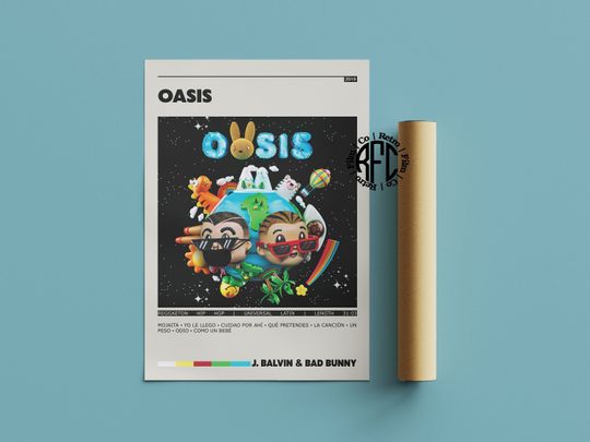 J. Balvin And Bad Bunny Poster Print | Oasis Retro Album Poster Print