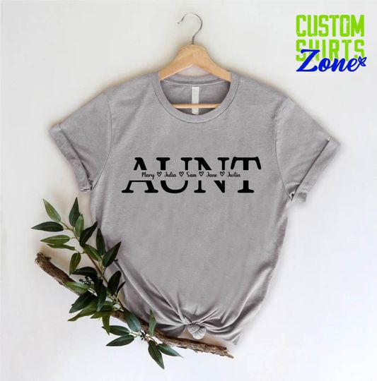 Personalized Aunt T-Shirt, Blessed Auntie Tee, Auntie Birthday Shirt, Custom Name Aunt Tee, New Aunt Gift