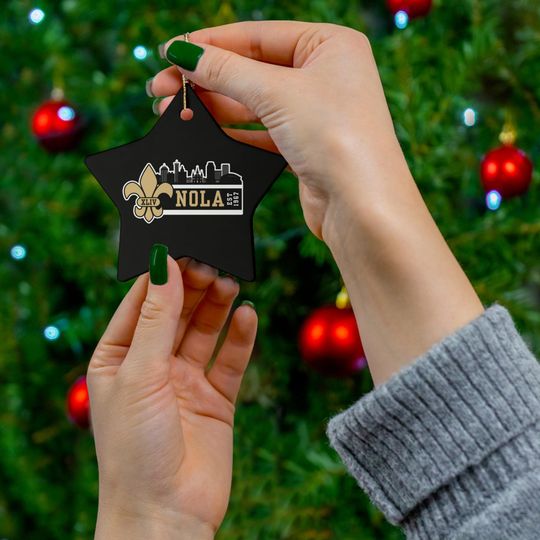 New Orleans Ceramic Christmas Ornament, Football Tree Gift, Sports Fans Holiday Decor
