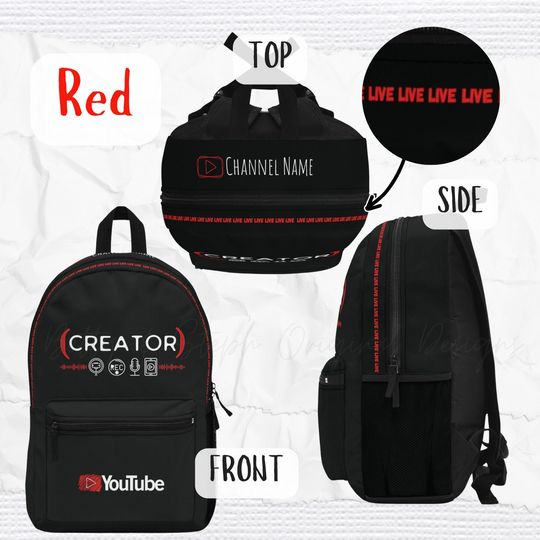 Personalized Backpack YouTube Creator Back To School Idea Custom Laptop Backpack Keepsake Gift Multiple Colors Available