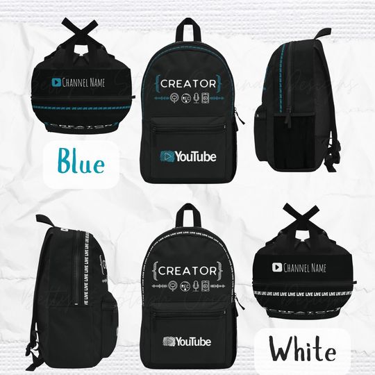 Personalized Backpack YouTube Creator Back To School Idea Custom Laptop Backpack Keepsake Gift Multiple Colors Available