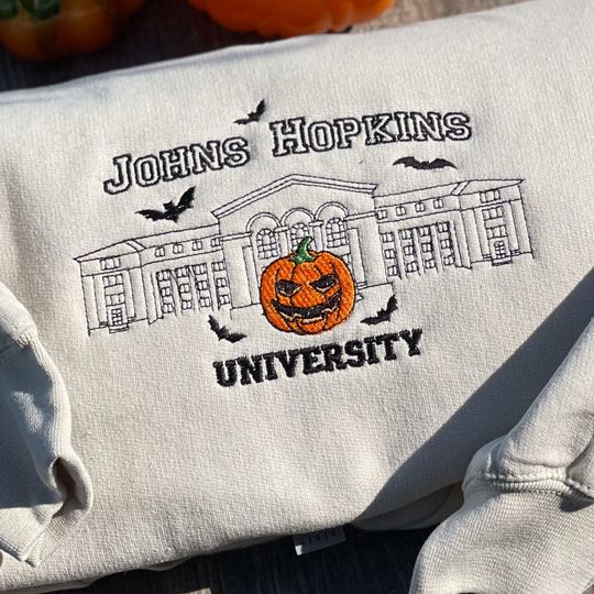 Halloween University Sweatshirt,  Embroidery Pumpkin Hoodie