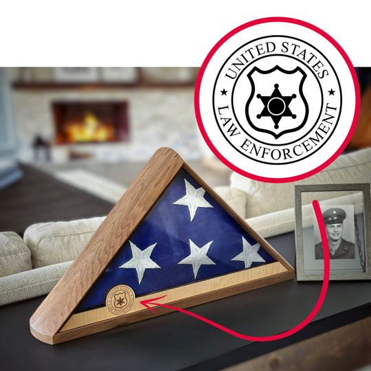 US Law Enforcement Emblem Seal Flag Display Case