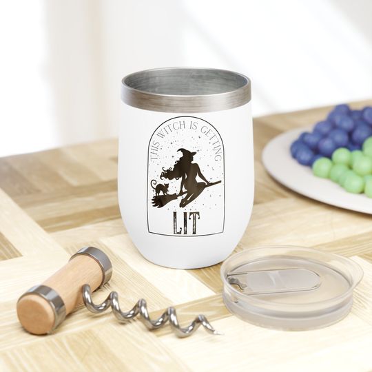 This Witch Is Getting Lit Halloween Wine Tumbler, Bachelorette Party Gift, Gothic Bride