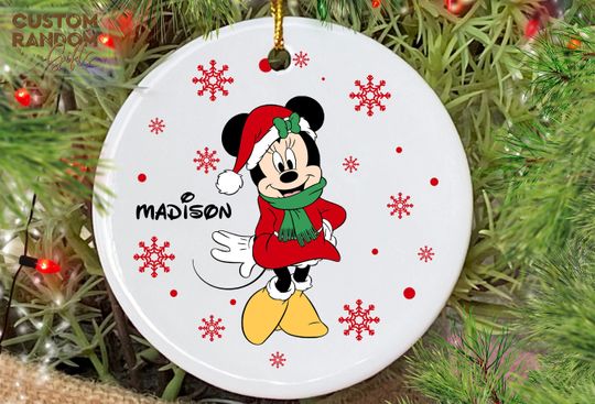 Minnie Mouse Custom Christmas Ornament, Personalized Minnie Disney