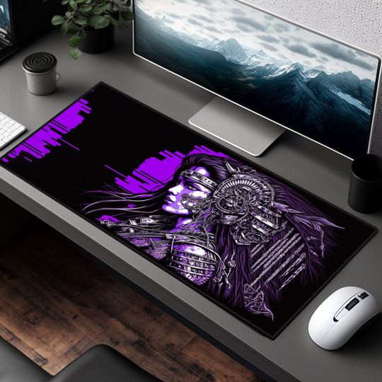 Retrowave Princess Deskmat, Neon Deskpad,
