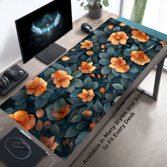 Art Nouveau Botanical Flowers Desk Mat Mousepad
