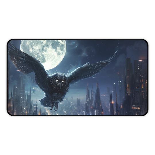Cyberpunk Owl Desk Mat