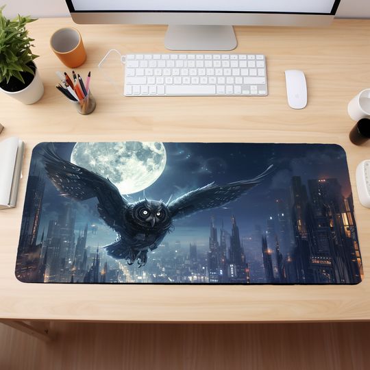 Cyberpunk Owl Desk Mat