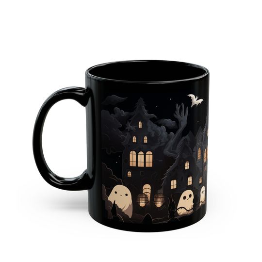 Kawaii Goth Ghosts Coffee Mug - Halloween Mug - Spooky Mug - Ghost Mug - Ghost Tea Cup