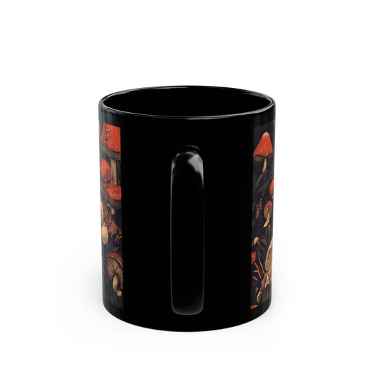 Dark Cottagecore Fungi Print Mug, Dishwasher Safe