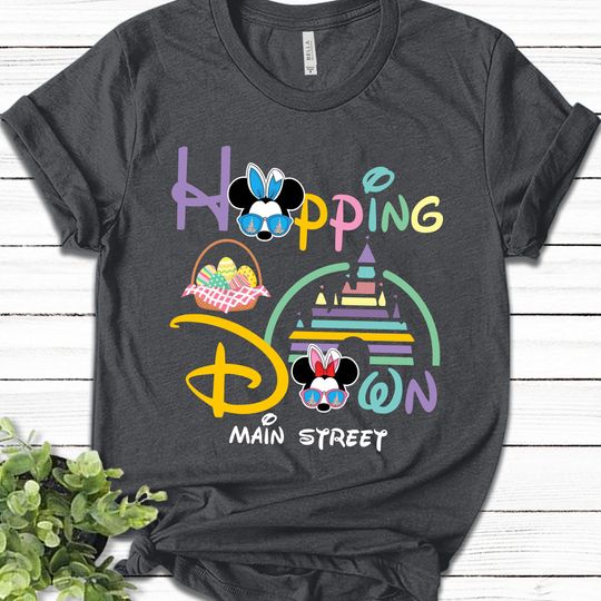 Hoppin' Down Main Street Disney Shirt, Disney Easter Tee, Disney Bunny Tee
