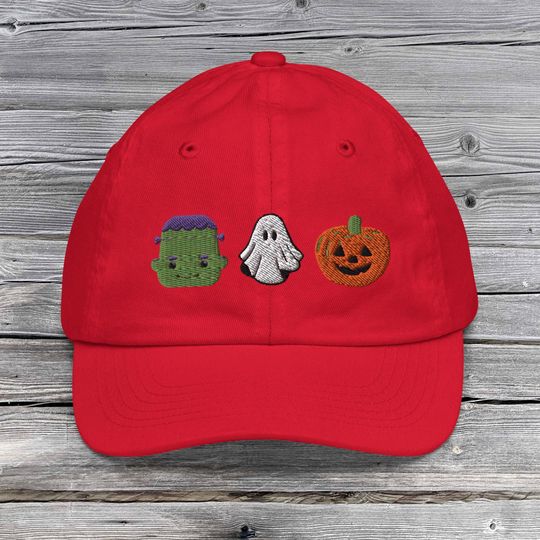 Halloween Fall Spooky Season Pumpkin Ghost Youth baseball cap