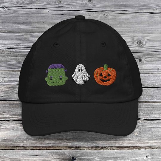 Halloween Fall Spooky Season Pumpkin Ghost Youth baseball cap