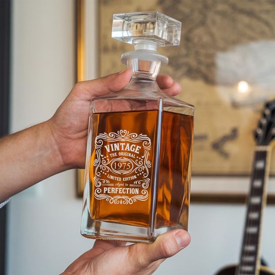 Age to Perfection Whiskey Decanter, Vintage Decanter Gift for Birthday Husband, Dad Gift Anniversary