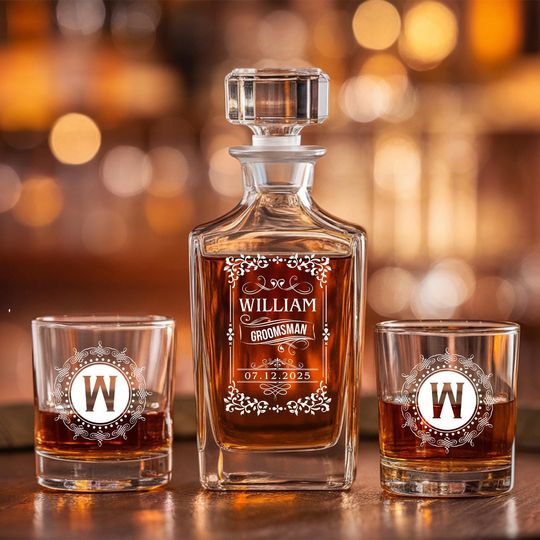 Personalized Bourbon Decanter - Bourbon Decanter, Personalized Whiskey Decanter