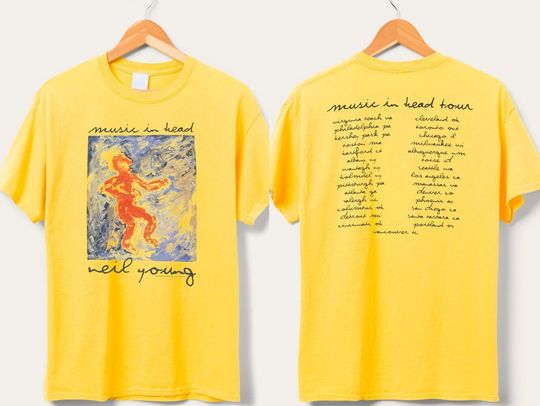 Neil Young Music In Head 2000 Tour Dates T-Shirt, Neil Young Band Tour T-Shirt