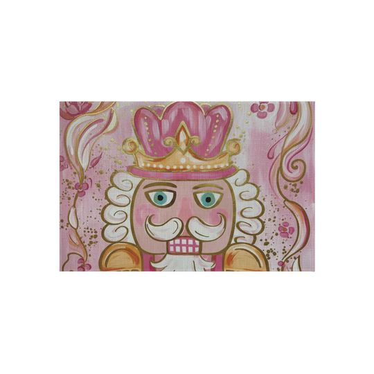 Nutcracker Pink Christmas Outdoor Rug for Holiday Decor