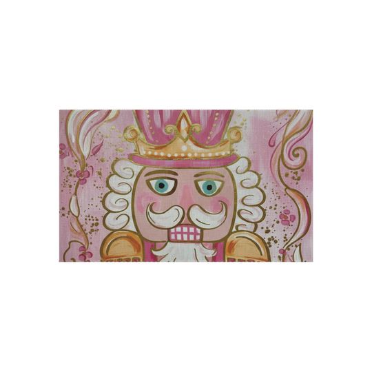 Nutcracker Pink Christmas Outdoor Rug for Holiday Decor