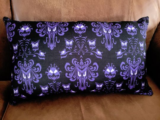 Haunted Mansion / Wallpaper Inspired / Pillow Cover / Black / Purple / Linen Texture