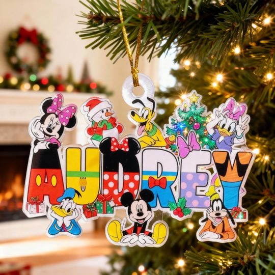 Custom Disney Name Ornament for Kids, Personalized Kids Letter Christmas Tree Decoration with Mickey, Ornament Christmas 2025