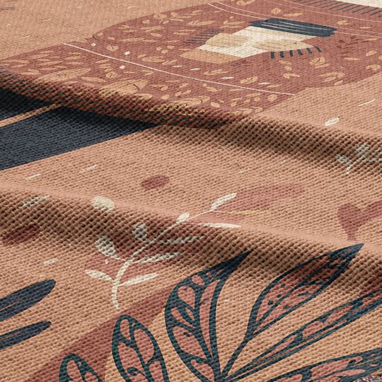 Cozy Fall Woven Blanket with Autumn Leaves Cottagecore