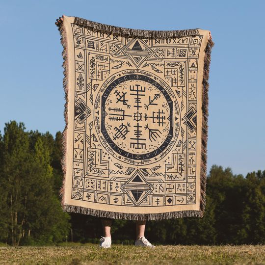 Tribal Woven Blanket, Geometric Pattern, Aztec Inspired Throw
