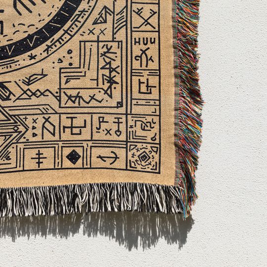 Tribal Woven Blanket, Geometric Pattern, Aztec Inspired Throw