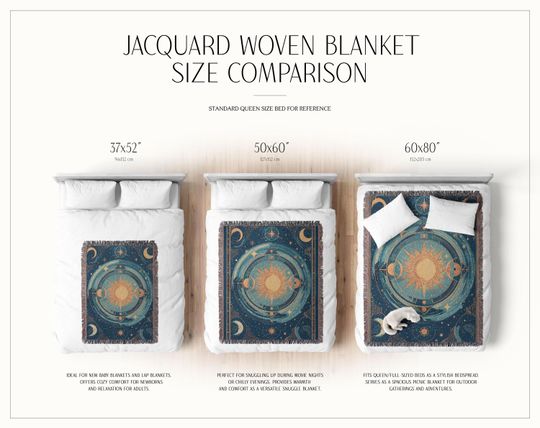 Celestial Sun and Moon Woven Blanket, Zodiac Astrology Decor