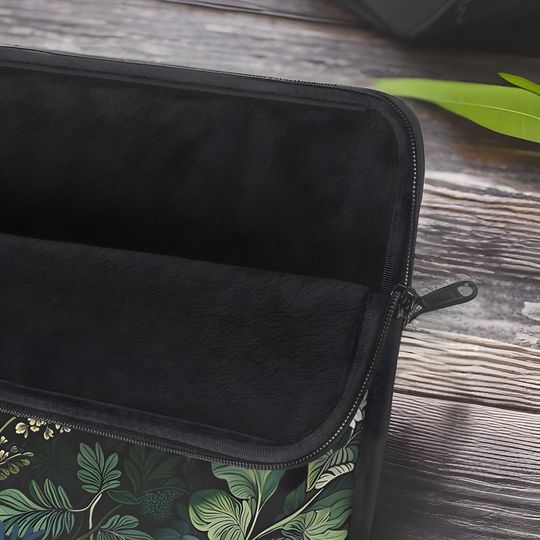 Botanical Laptop Sleeve - Green Leaf Protective Case for Tablets
