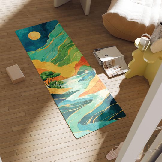 Mountain River Print Yoga Mat