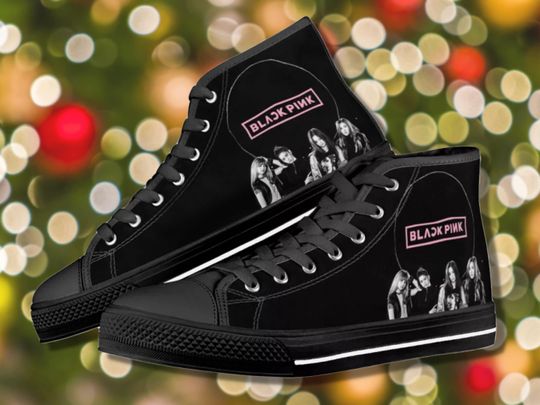 Blackpink shoes, Blackpink merch, Black pink Men's Hight Top Sneaker