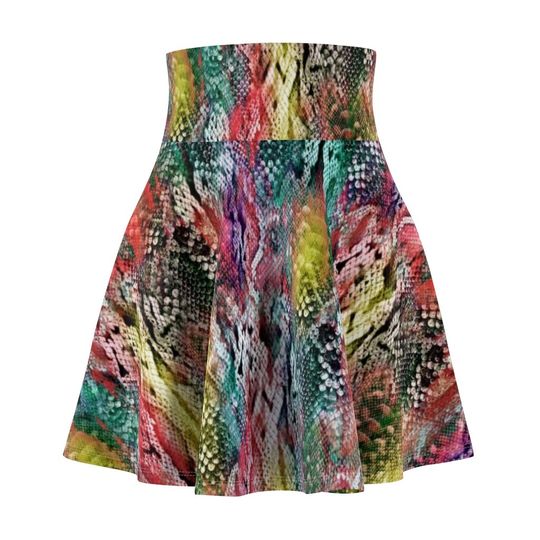 Colorful Snakeskin Women's Skater Skirt