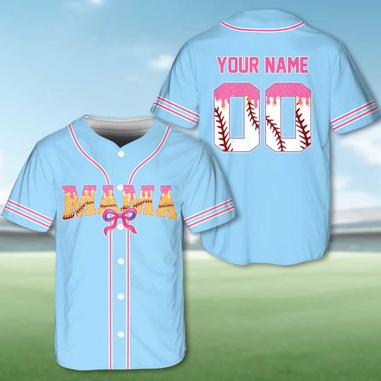 Personalized Cheer Mom Baseball Jersey, Custom Cheer Bow Mama Baseball Jersey Shirt