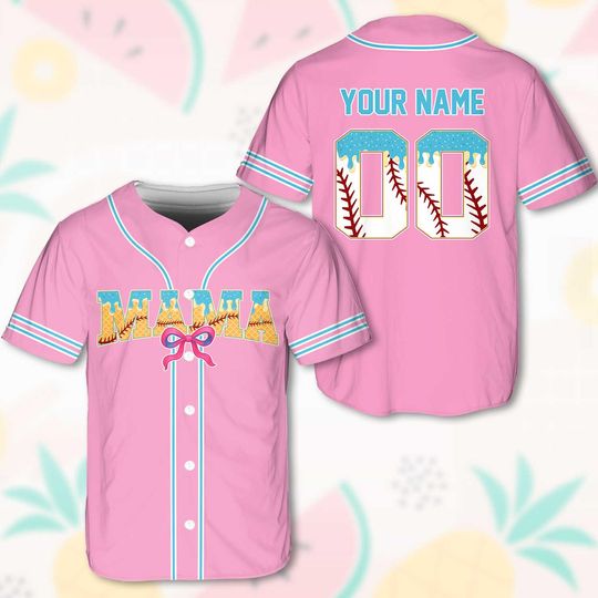 Personalized Cheer Mom Baseball Jersey, Custom Cheer Bow Mama Baseball Jersey Shirt