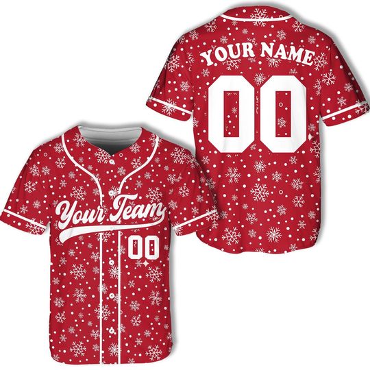 Personalized Christmas Baseball Jersey Adult Kid Youth, Custom Name Number Holiday Jersey, Xmas Gift Shirt Santa Snowman Gingerbread Shirt