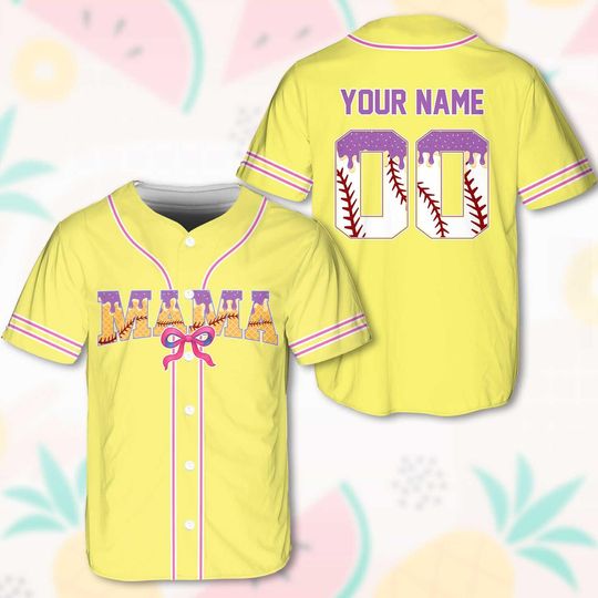 Personalized Cheer Mom Baseball Jersey, Custom Cheer Bow Mama Baseball Jersey Shirt