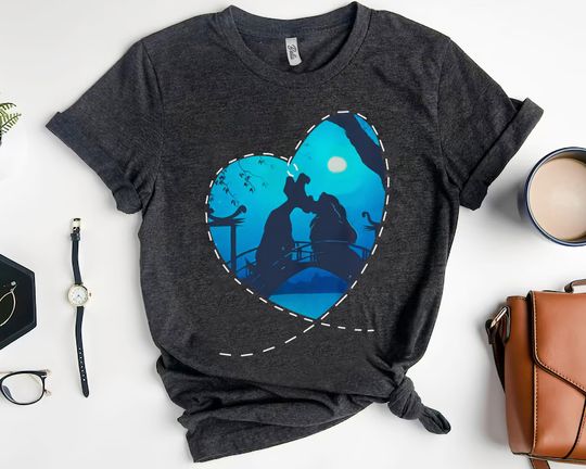 Disney Lady And The Tramp Silhouette Love Valentine's Day T-shirt, Disney Valentine's Day