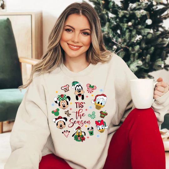 Christmas Tis The Season Disney Sweatshirt, Disney Christmas Sweatshirt